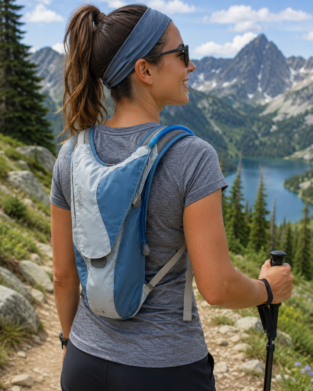 CamelBak Charm Women's Hydration Pack 1.5L 50oz Blue Gray Cycling Hiking